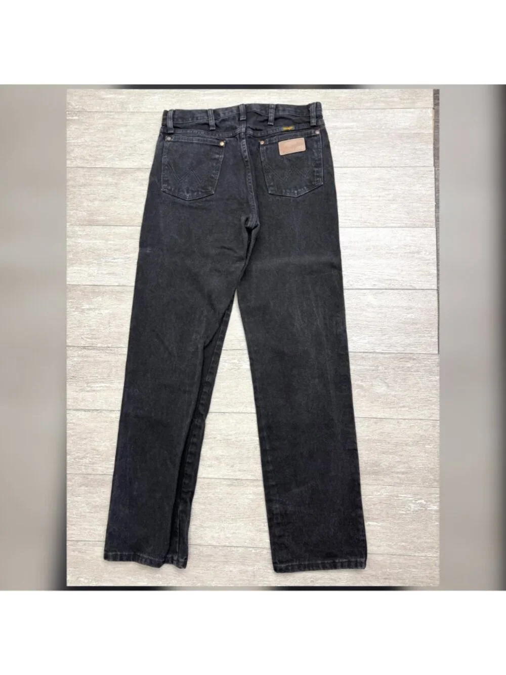 Vintage Mens Wrangler Cowboy Cut Black Straight Leg Denim Jeans Size 32 x 34